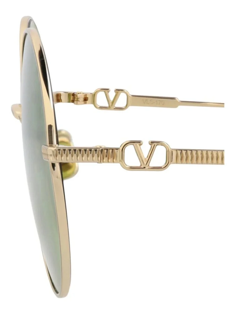 New Valentino Women's Sunglasses Round Oval Metal Frame Unisex Gold Gold Green